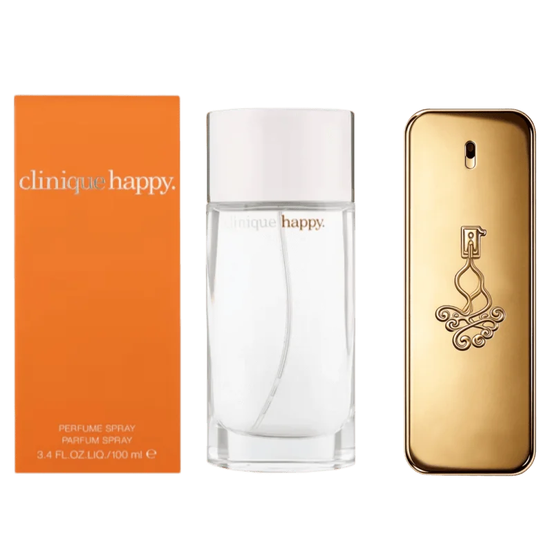 Clinique Happy Parfum Spray for Women 3.4Oz/100Ml & Rabaannee 1 Millilion Eau De Toilette for Men - Perfume for Long Lasting Suitable for Birthday, Office, Gift, Daily Use