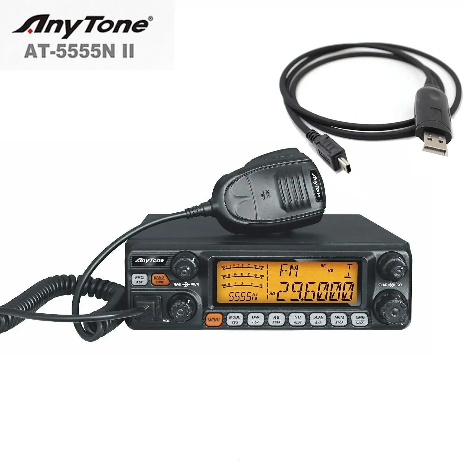AnyTone AT-5555N II 10 Meter Radio for Truck, with CTCSS/DCS Function 60W Powe