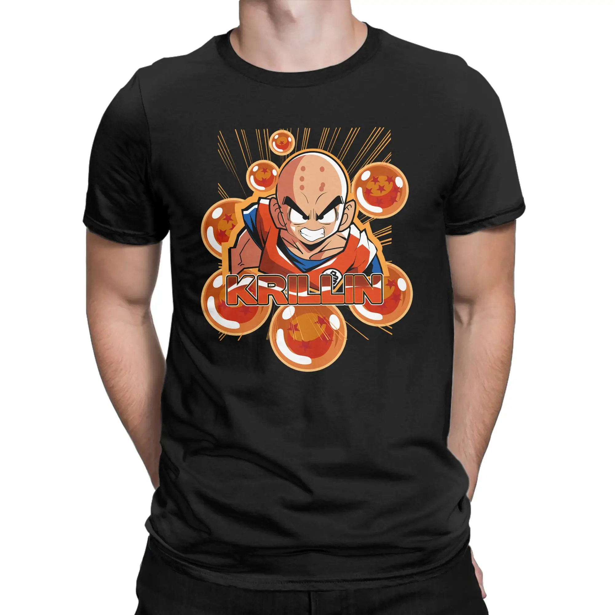 Camiseta D-Dragon Ball Krillin para hombre, camiseta divertida 100% de algodón, cuello redondo, camisetas de Anime Saiyan Dbz, ropa de manga corta de talla grande