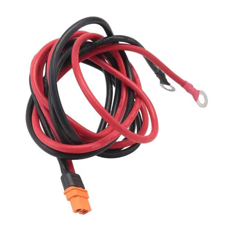 AT05-Xt60i To O Ring Terminal Cable 10AWG Female To O Ring Connector Xt60i Extension Cable For Power Station Solar Generator