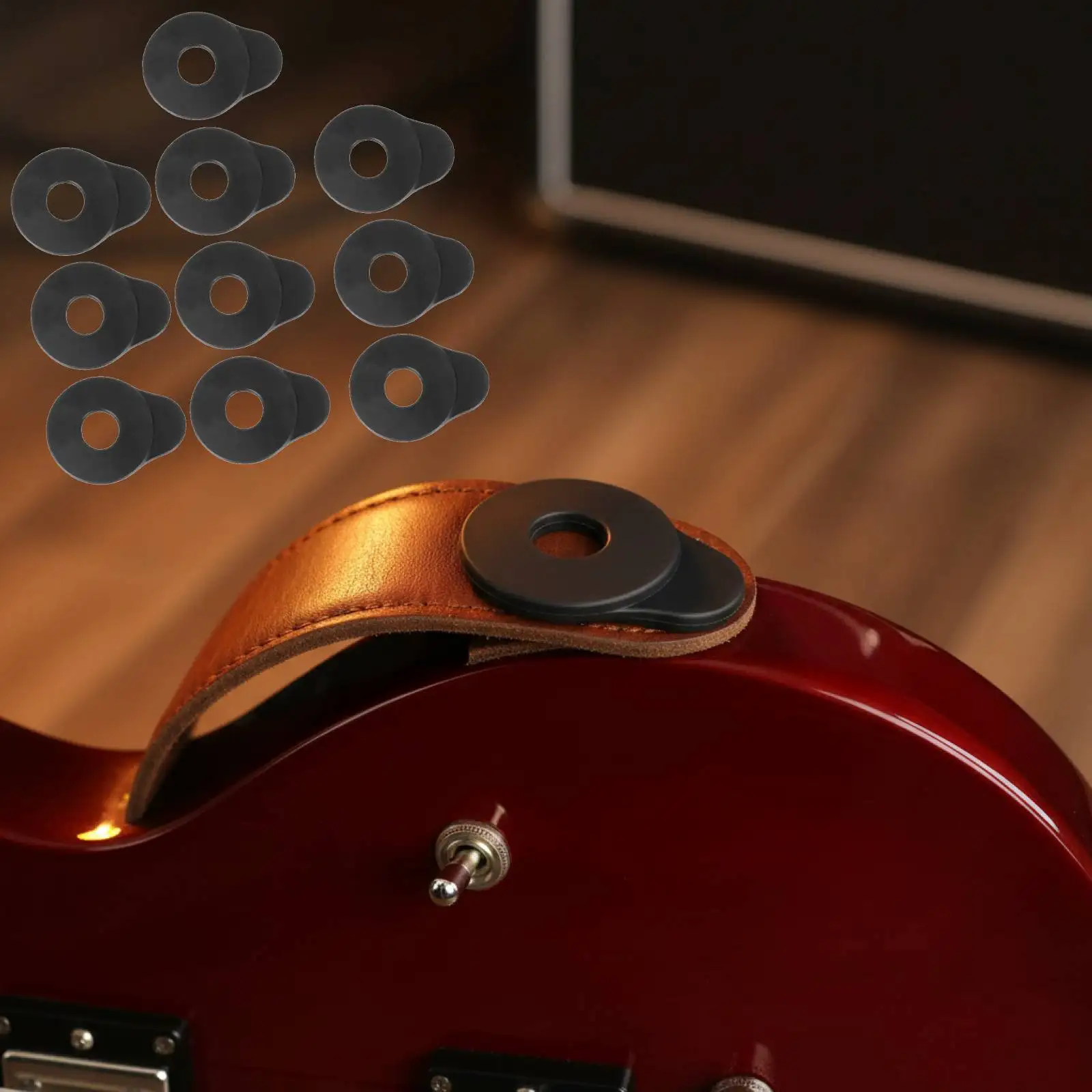 Lightweight Rubber Guitar Strap Lock Blocks Secure End Pin Button Holder Easy Install for Electric Folk Acoustic Guitar