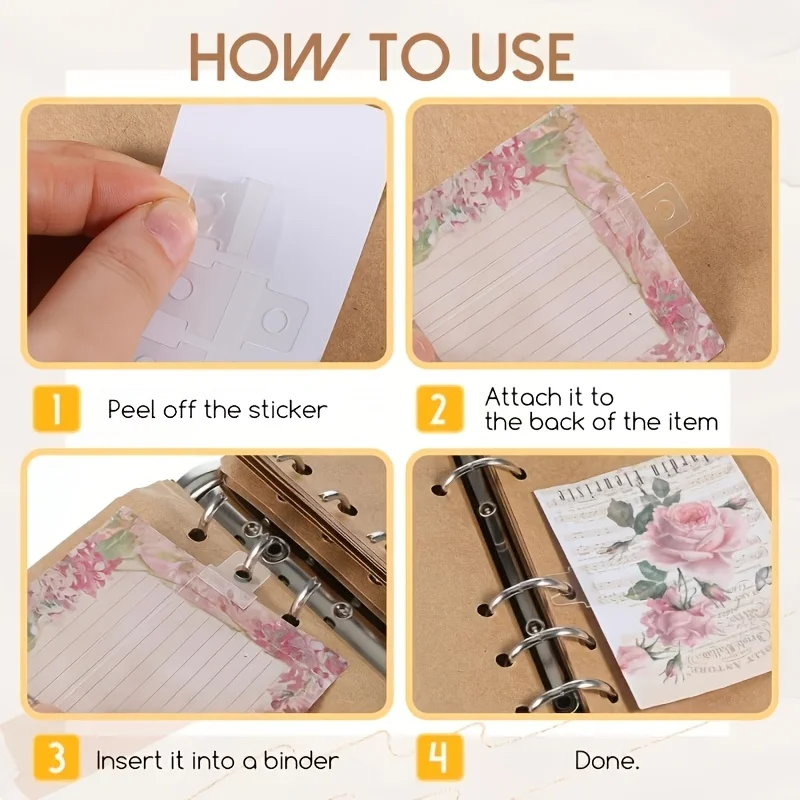 100pcs Self-Adhesive Perforated Reinforcement Stickers,Suitable for Notebooks,Loose-Leaf Binder Supplementary Inner Pages view 3