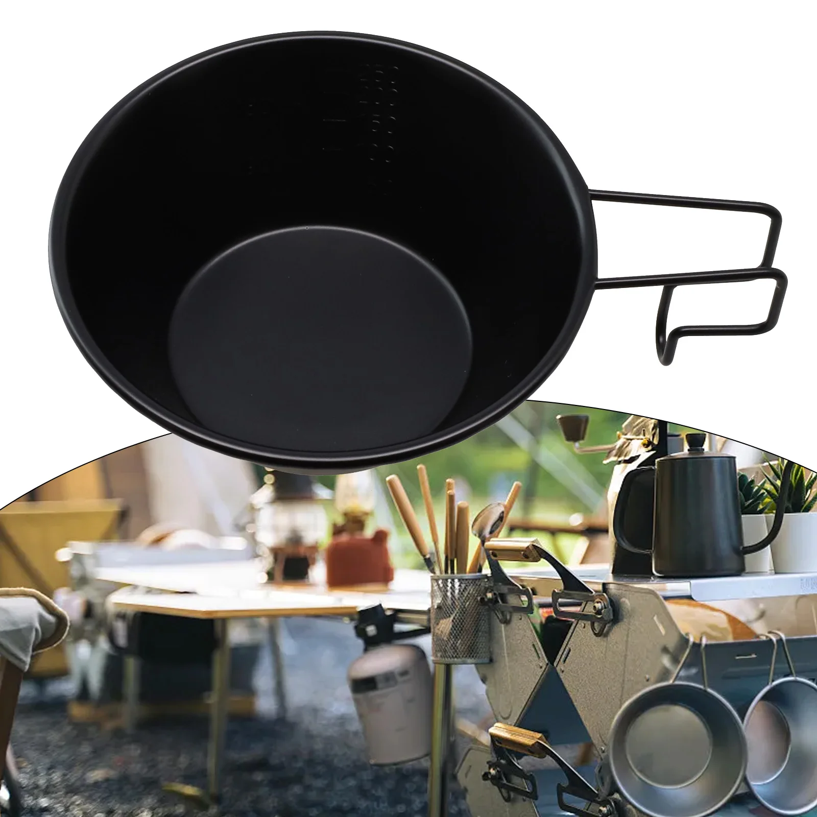 Stainless Steel NonStick Camping Bowl with Handle Lightweight and Compact for Travel Ideal for Cooking and Measuring Outdoors