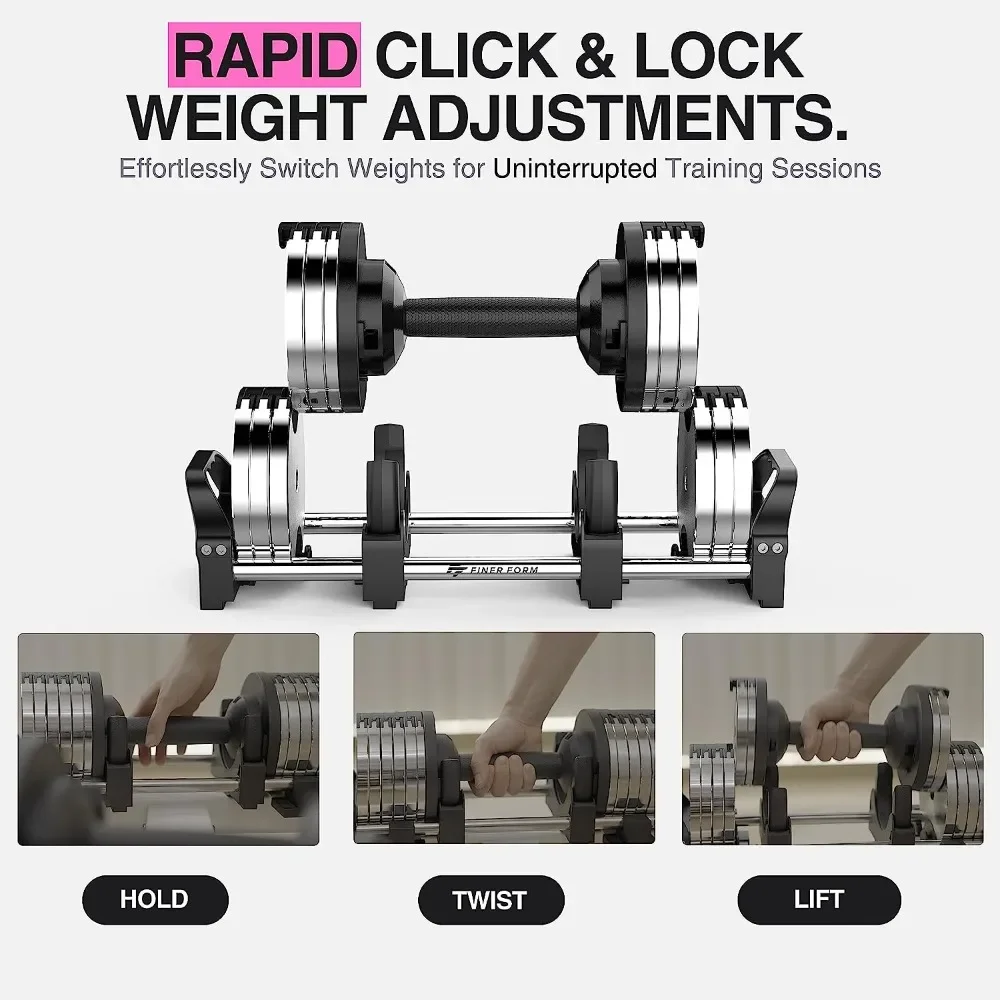 This Female-Friendly Adjustable Dumbbell Set. Go Up Or Down in 2.5 LB Increments with These Adjustable Weights, Sold as A Pair.