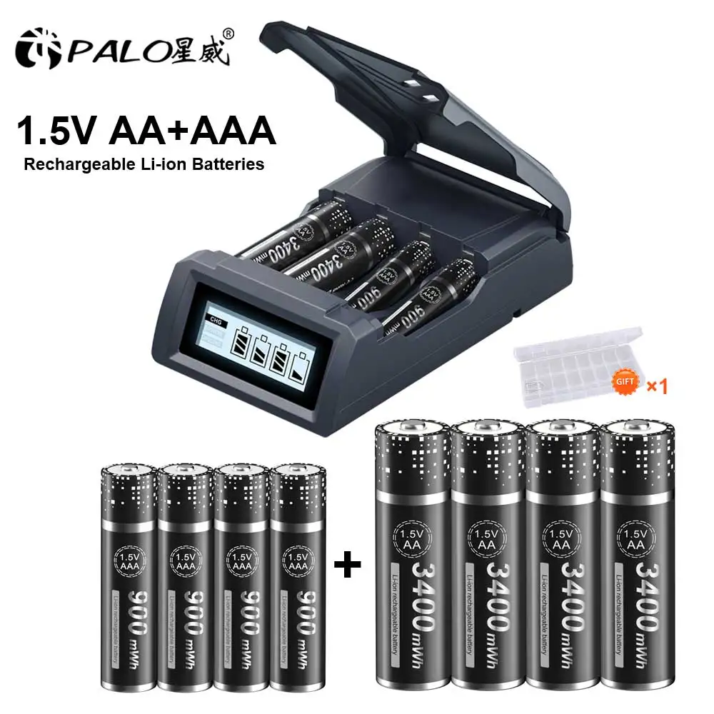 

PALO Rechargeable Battery 900mWh AAA Rechargeable Battery 1.5V AAA and AA Rechargeable Battery 3400mWh AA Rechargeable Batteries