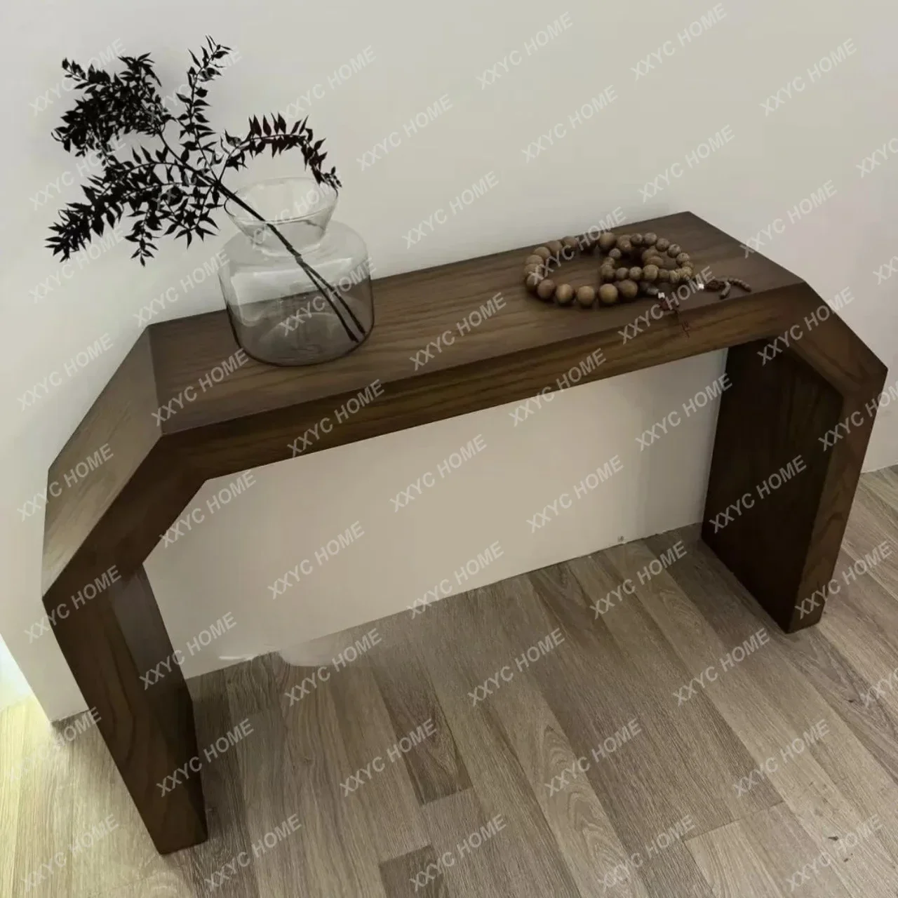 LMedieval solid wood entrance platform retro homestay against the wall entrance decoration corridor storage sofa back desk