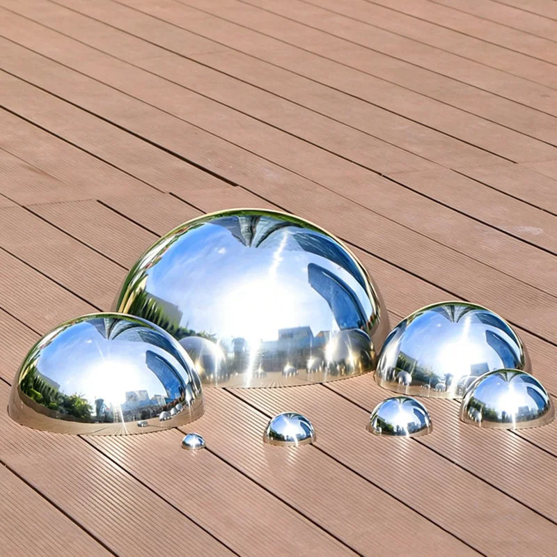 304 Stainless Steel Mirror Hemisphere Dia 19mm-500mm Hollow Half Ball Hemispherical Mold Plug Wall Decoration Railing Tube Cover