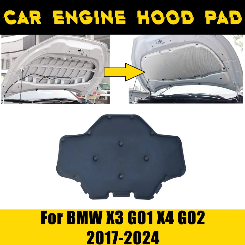 Car Engine Hood Pad For BMW X3 G01 X4 G02 2017-2024 2018 2019 2020 Heat Insulation Cotton Soundproof Covers Sound Accessories