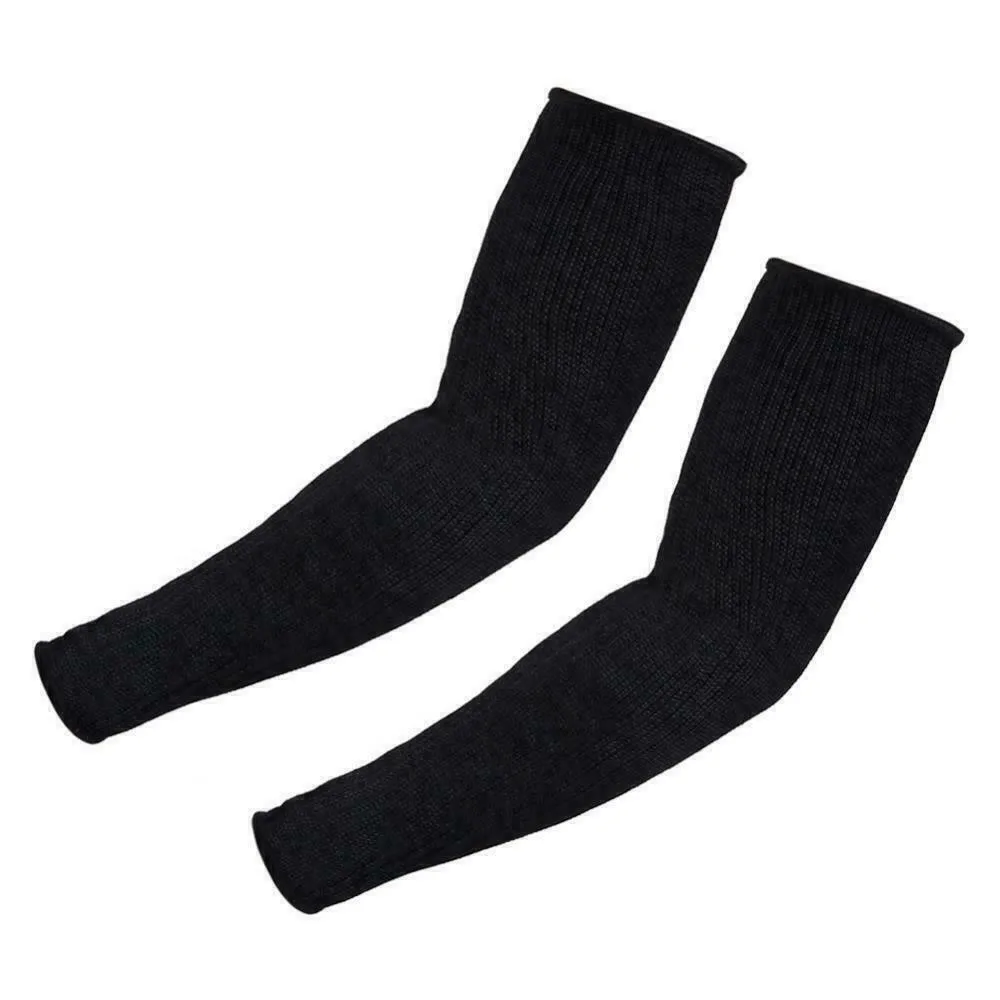Steel Wire Arm Sleeves Cut Resistant Protection Guards Anti-Stab Scratch For Butchers Gardeners Security Drivers Black 1 Pair