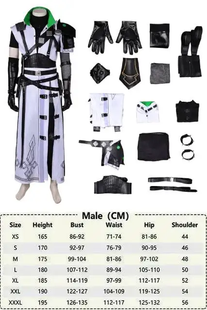 Gioco finale Cloud Strife Cosplay gioco di ruolo Boy Costume giacca cintura guanti abiti uomo adulto Halloween Carnival Suit