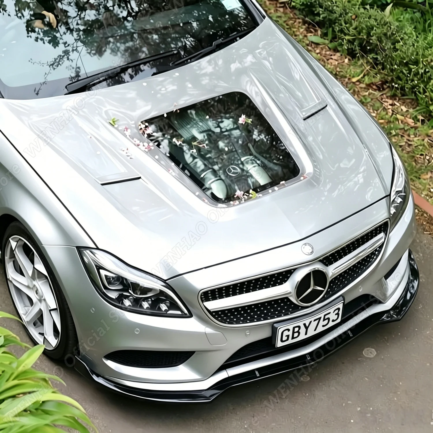 3-teiliger glänzend schwarzer Frontspoiler für Mercedes Benz CLS C218 X218 AMG 4-Türer Coupé 2014-2017 LCI Tuning Bodykits