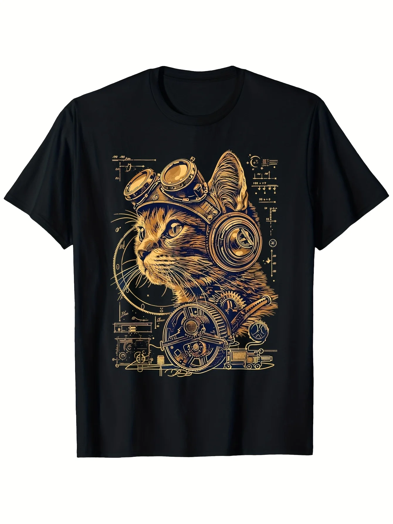 

Steampunk Cat Victorian Industrial T-Shirt 100% Cotton O-Neck Short Sleeve Summer Casual Mens T-shirt Streetwear