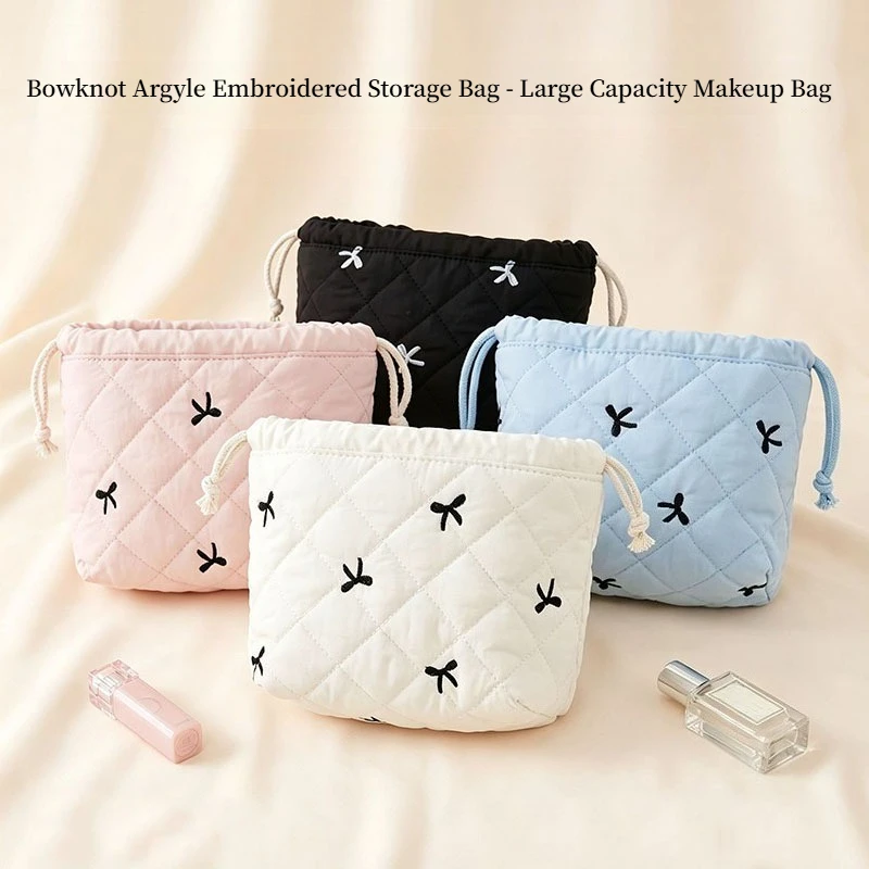 Kordelzugbeutel mit Blumenmuster, große Kapazität, Kosmetiktasche, tragbarer Make-up-Organizer für Reisen, Fitnessstudio, Zuhause und Toilettenartikel. – Detail 1