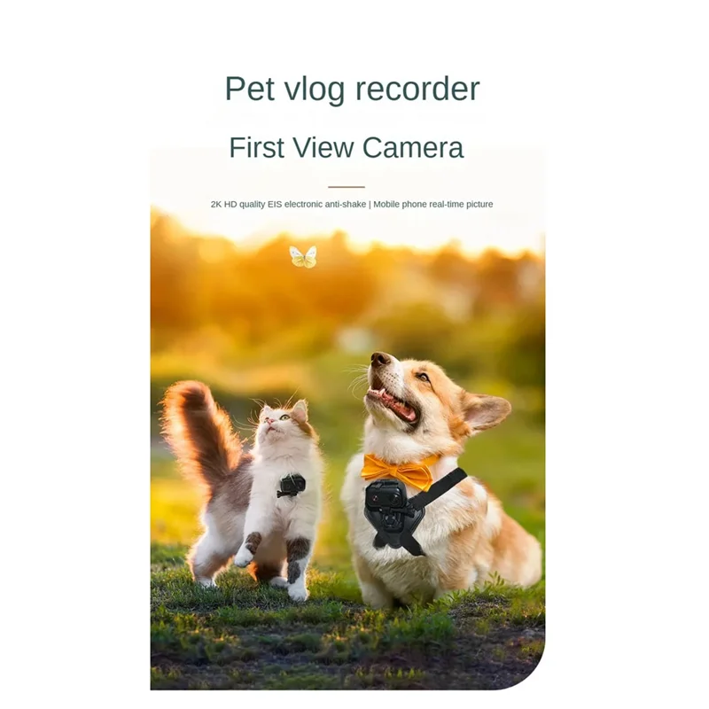 A92Z 2K Pets Collar WIFI Camera, APP Control Video Photos Cats Dogs Outdoor/Indoor VLOG Recorder 1200Mah Long Battery Life
