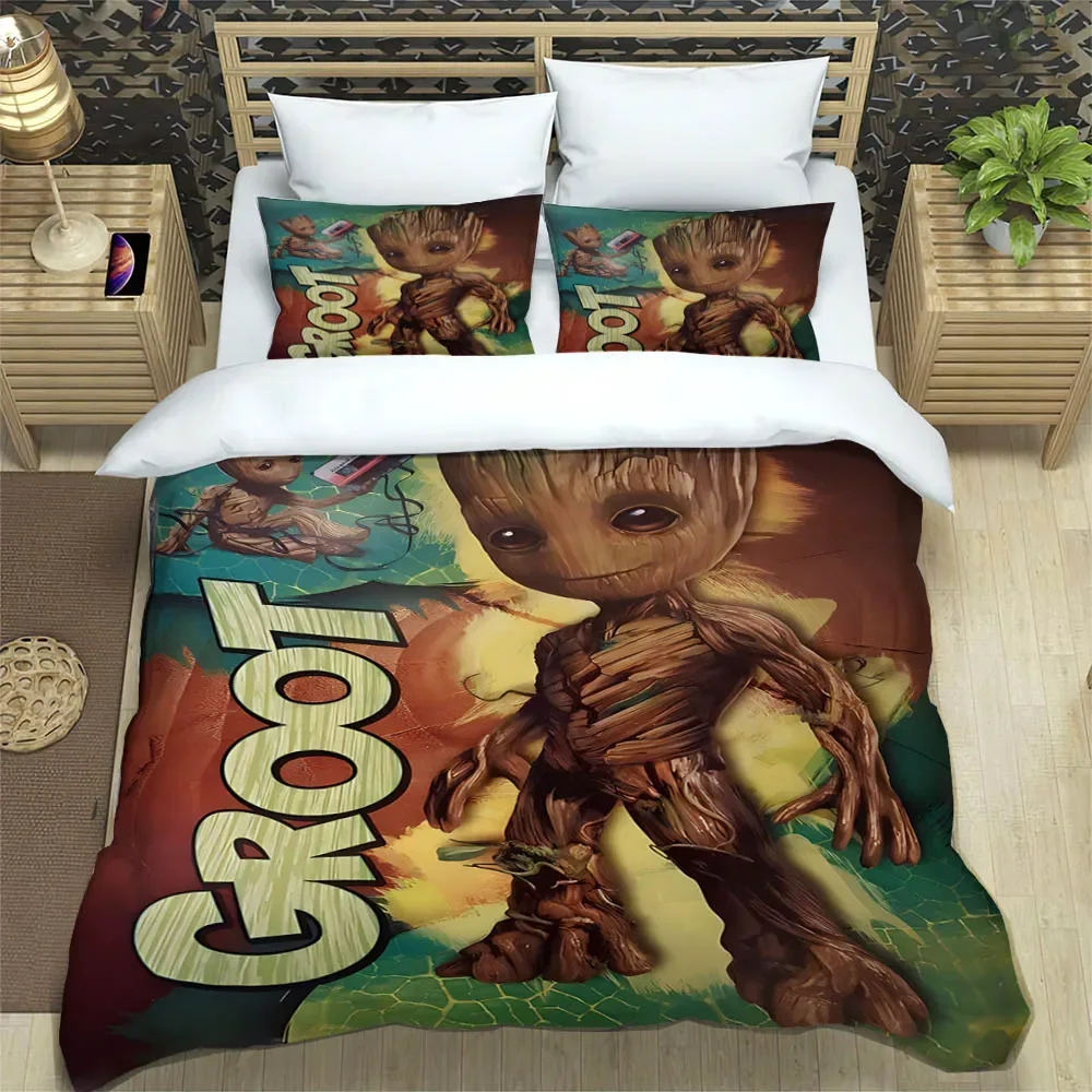 Cartoon I Am Groot Printed Bedding Sets exquisite bed supplies set duvet cover comforter set bedding set luxury birthday gift