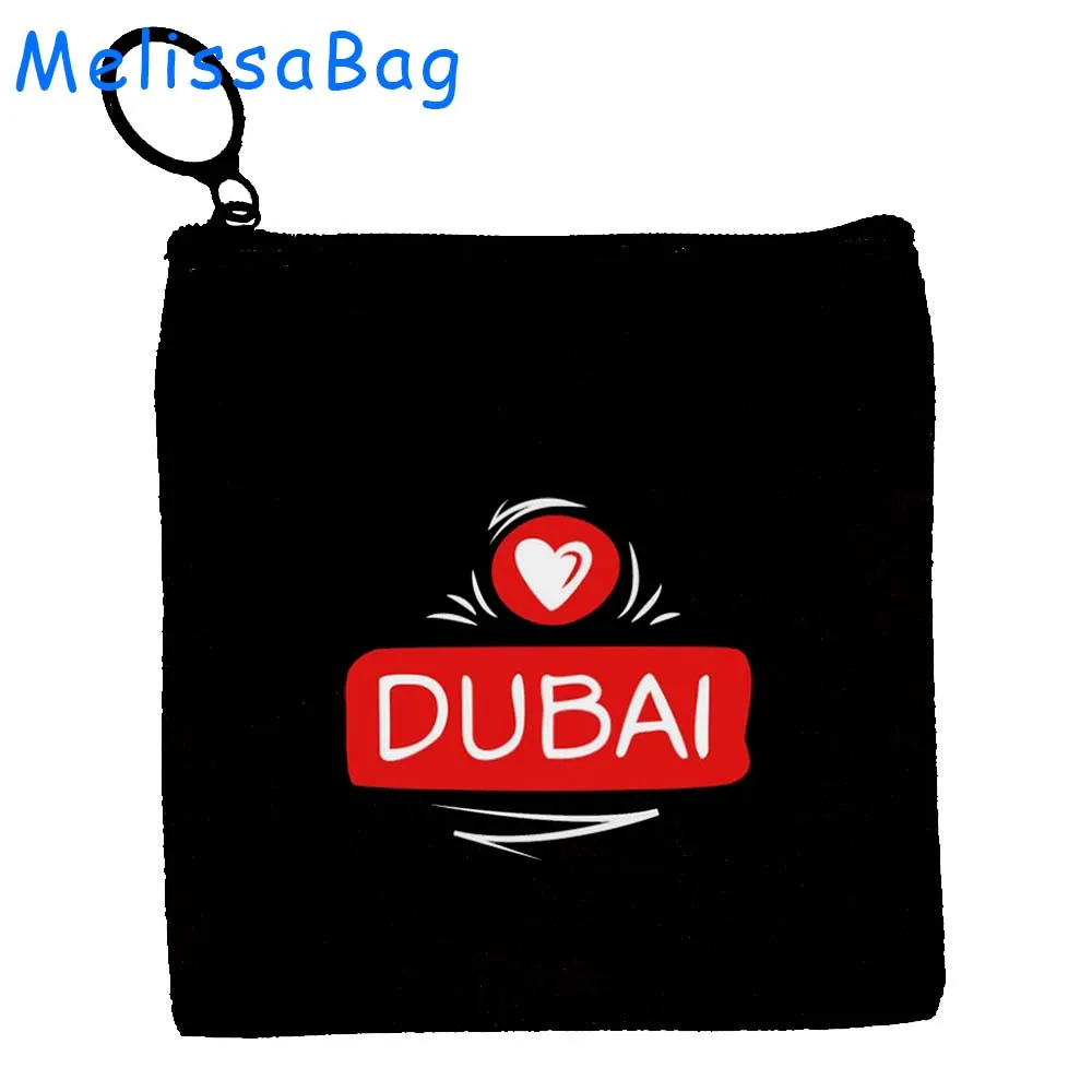 Dubai United Arab Emirates Burj Khalifa Skyscraper Skyline Cute Gifts Canvas Coin Purse Key Case Small Bag Wallet Zipper Pouch