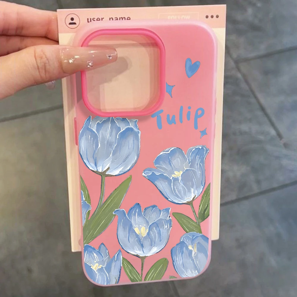 Für Samsung Galaxy S21 S26 S25 S24 S23 S22 Ultra Plus FE Hülle Blaue Tulpenblumen-Cover Für A37 A36 A54 A55 A56 Staubdichte Schutzhülle – Detail 7