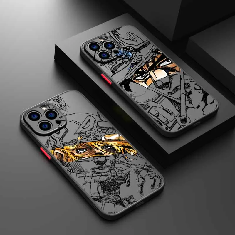 JoJo's Bizarre Adventure Hülle für iPhone 17 16E 16 15 14 13 12 Mini Pro Max Plus Mattierte Durchscheinende Weiche Silikon-Handyhülle