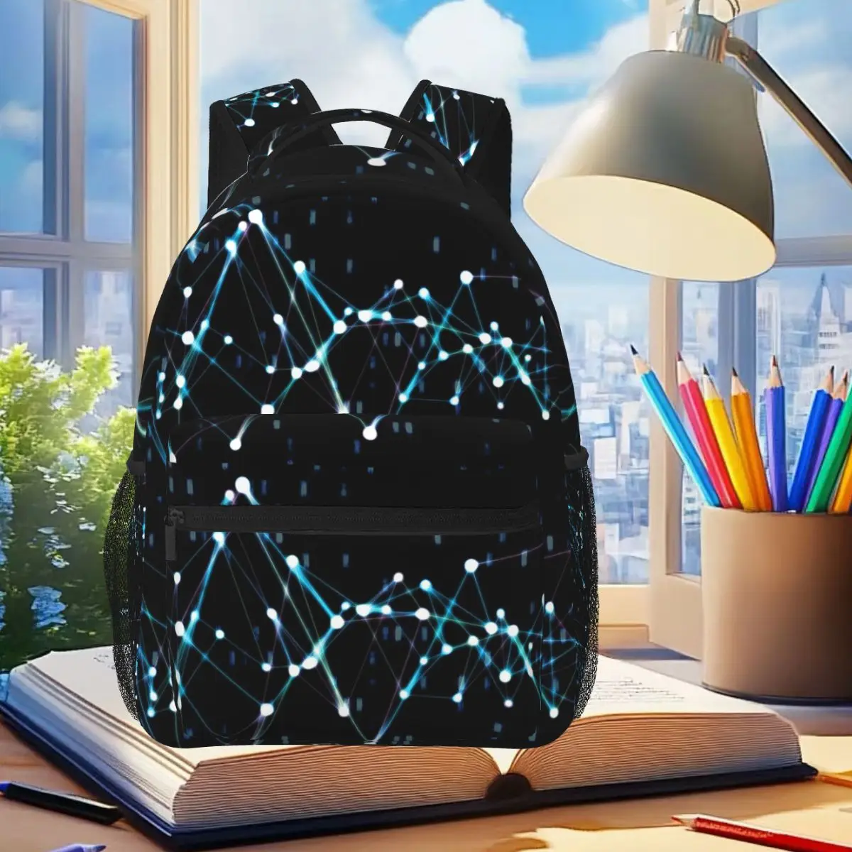 

Plexus Neural Network Node Internet Data Student Backpack School Bag Hiking Travel Daypack for Boys Girls Bookbag Shoulder Bags