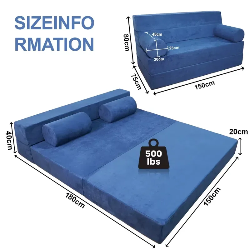 for Convertible Sofa Bed 2 in 1 High Density Foam Deer Hair Like Microfiber Foldable Space Saving Factory Wholesale OEM ODM