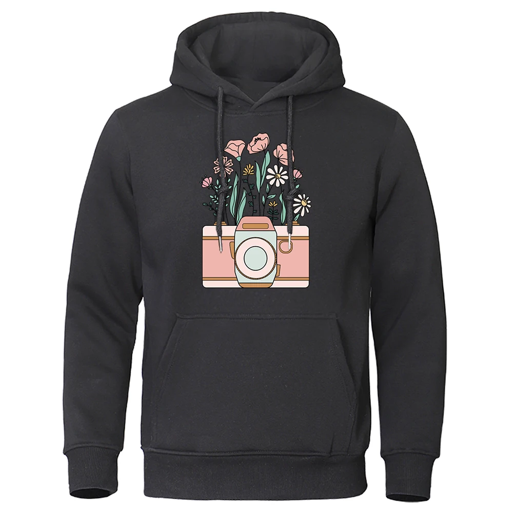 Beautiful Flowers In The Camera Male Hoodie Vintage Graphics Tracksuit Pocket Outdoor Clothing All-Match Fashion Hoodies Men