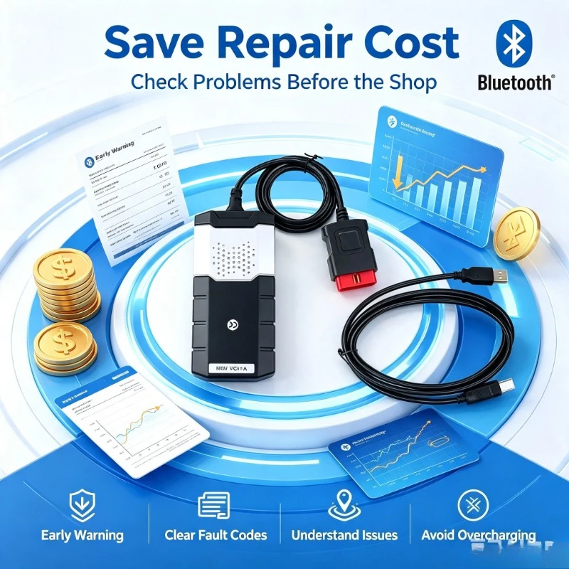 OBD‑II Vehicle Trouble Code Detector, Bluetooth USB Link For Home Workshop Maintenance Tasks