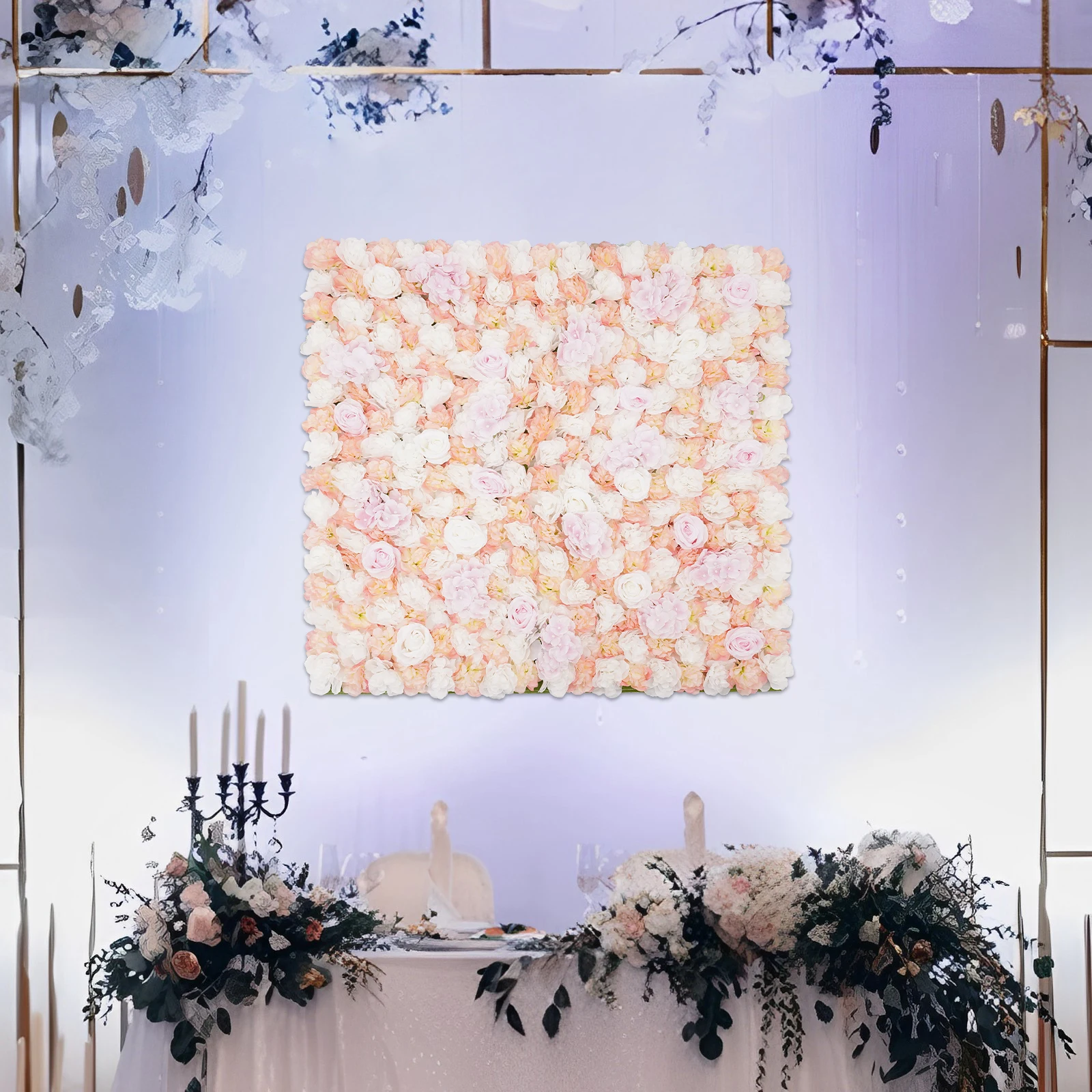 Artificial Flower Wall Panels 1*1m Flowers Wall Backdrop Silk Rose Flower Panels W/Straps for Wedding Photography Event Party Wall Decorations,Pink
