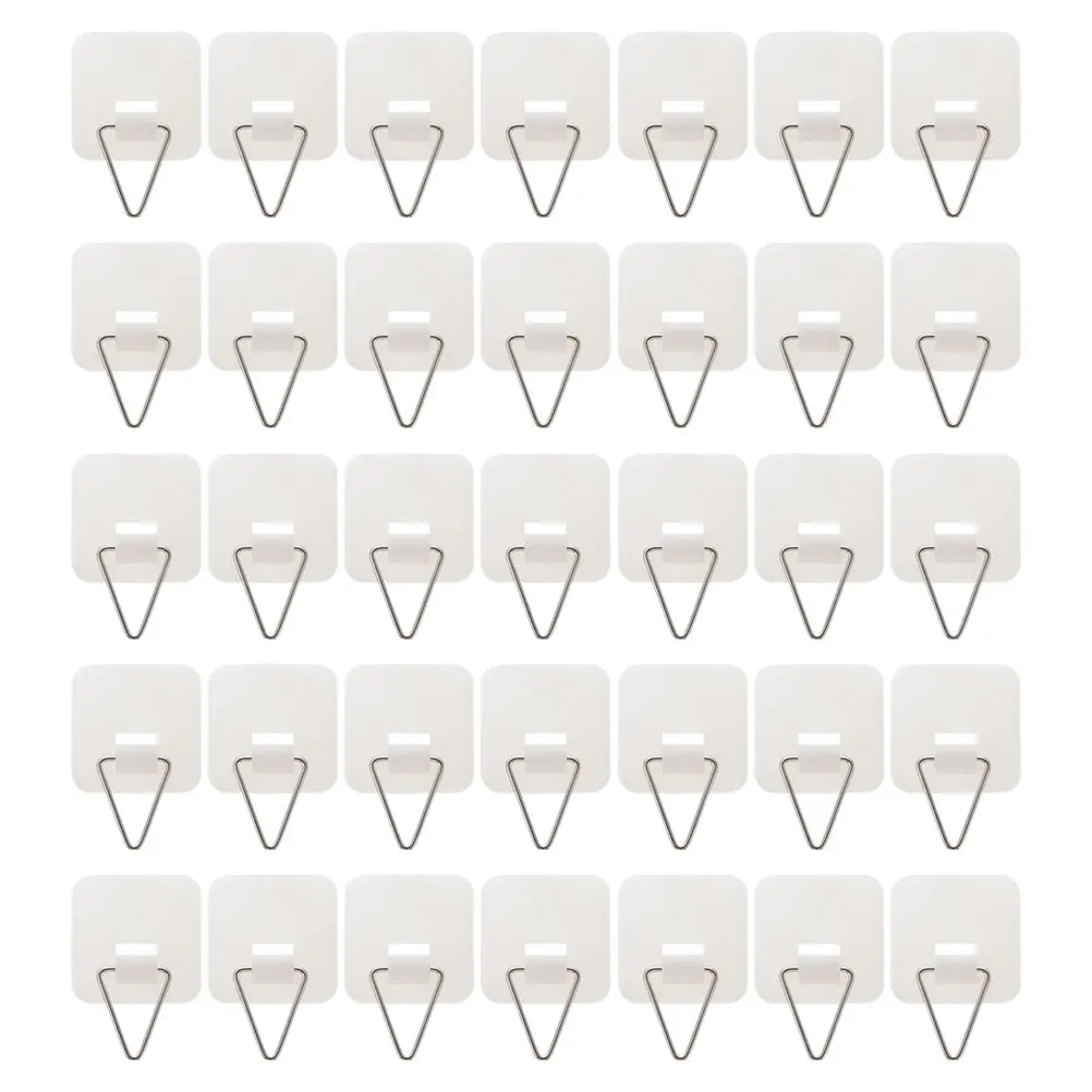 

35pcs Wall Hooks Adhesive Hangers Invisible Disc Plate Holders White Decorative Plates Hanging No Drill Plastic Stainless Steel