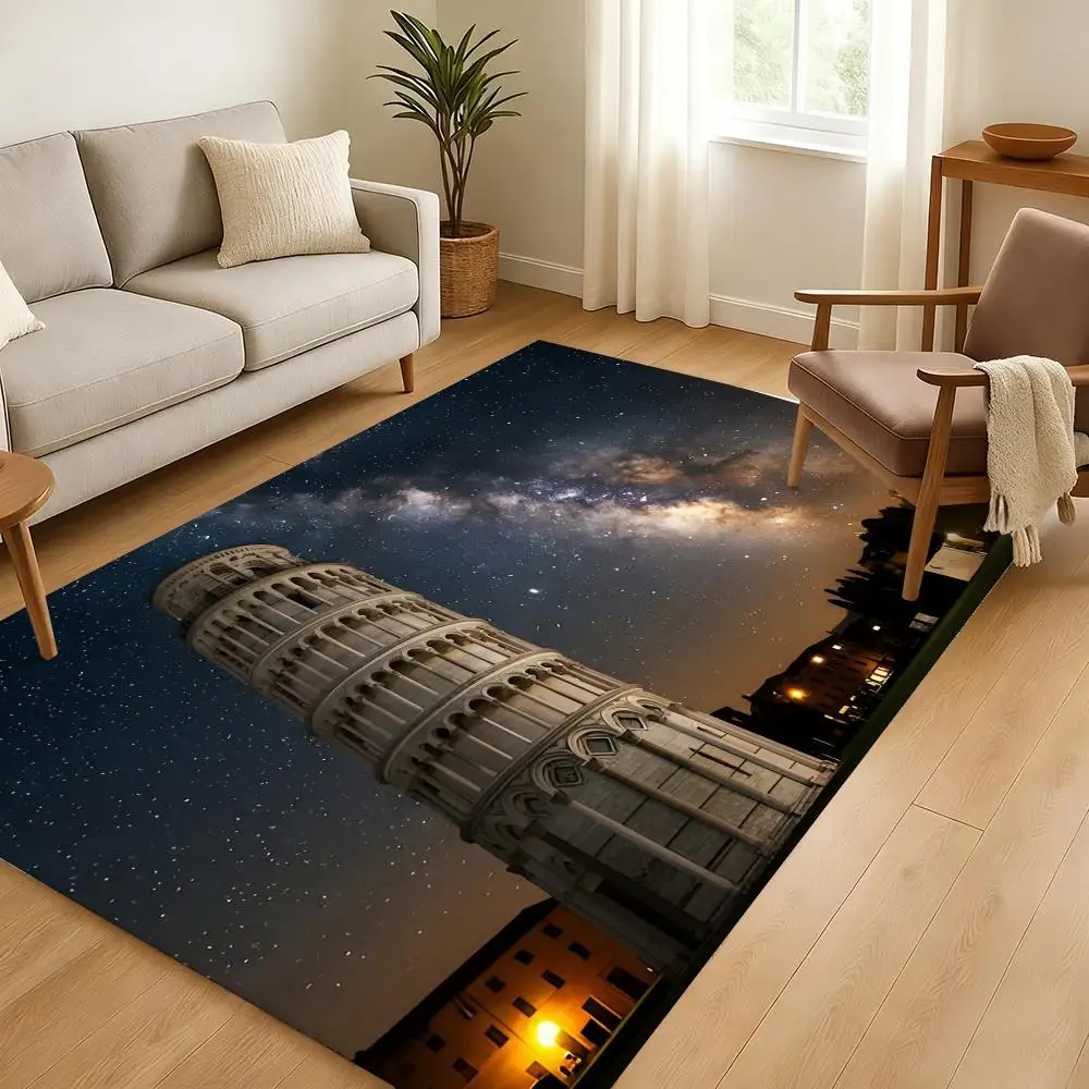 Torre pendente di Pisa Floor Mat Soft Thickened Absorbent Non-Slip Bedroom Living Room Door Mat Home Decor Flannel Rugs