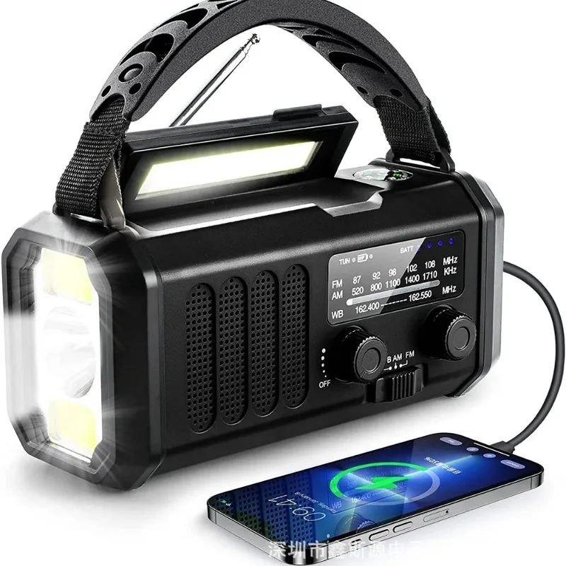 

New 20000mAh solar powered hand cranked radio, multifunctional emergency and disaster prevention portable radio