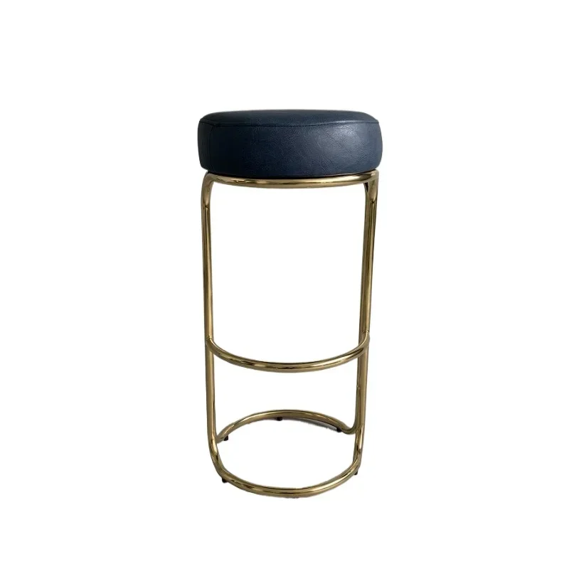 Italian simple stainless steel bar chair soft decoration designer hotel villa model room bar restaurant bar chair