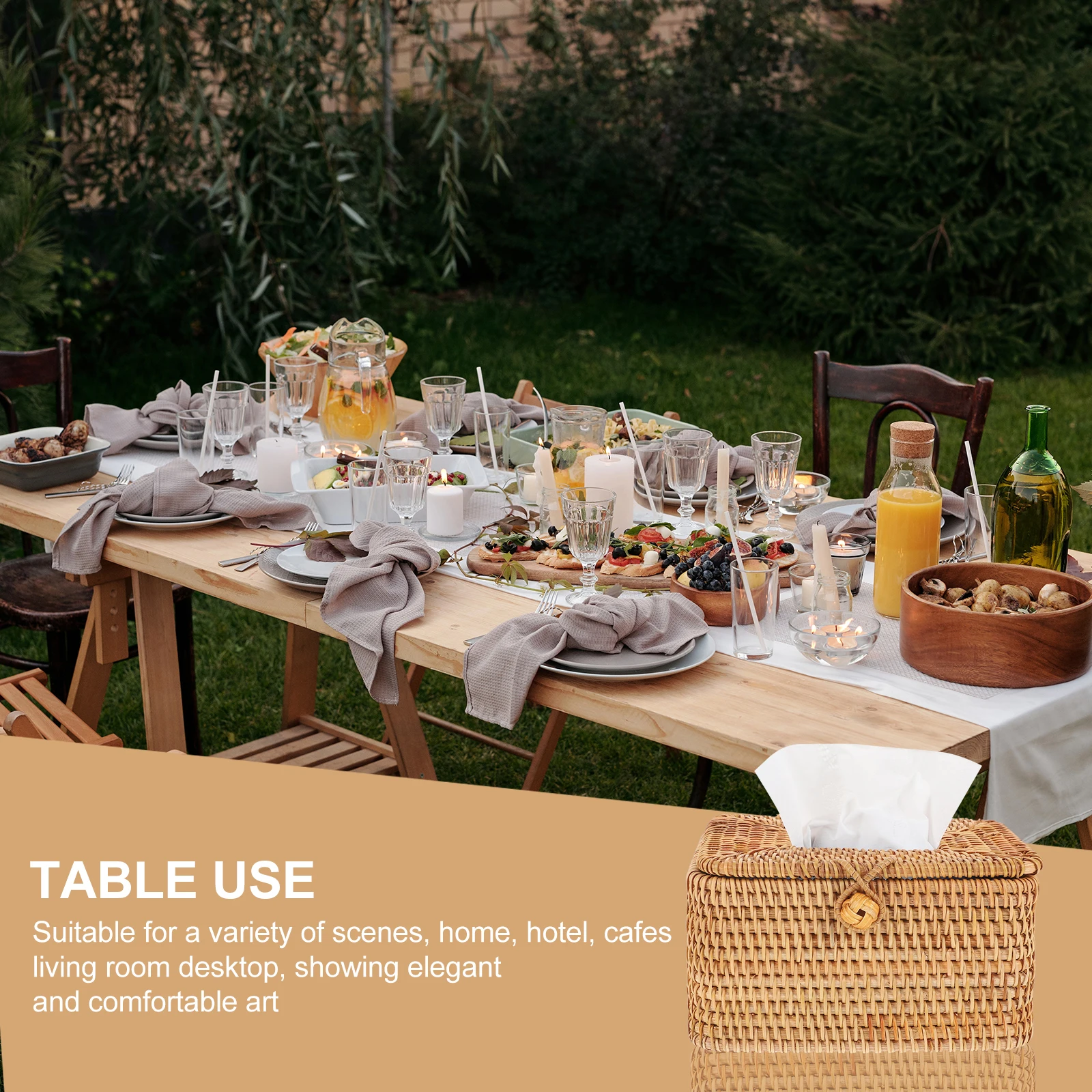 

Rattan Tissue Box Kitchen Home Decor Multifunctional Wicker Holder Vintage Style Practical Storage Solution