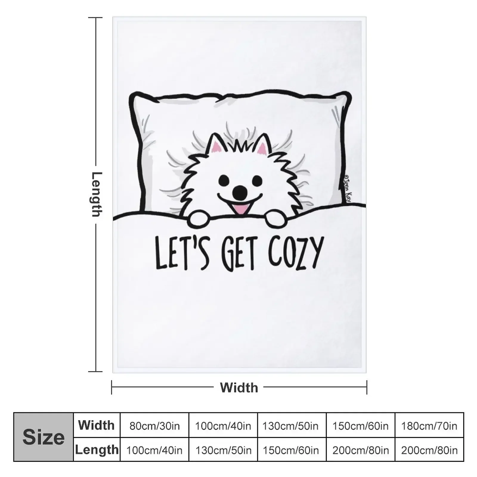 White Pomeranian Tucked into Bed Cute Pom Cartoon Dog Throw Blanket Thermals For Travel Blankets For Baby Camping Blankets