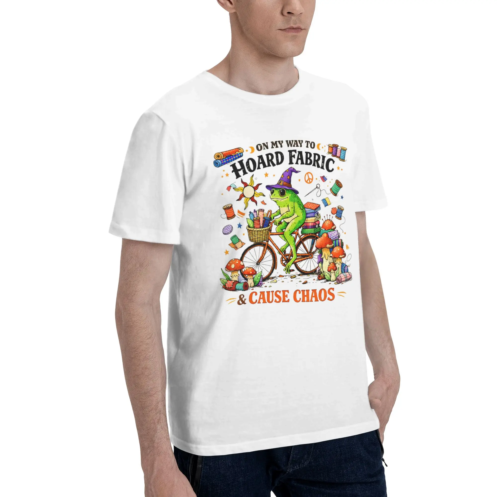Men Women Graphic Print On My Way to Hoard Fabrics and Cause Chaos  Tee T Shirt Pure Cotton  T-shirts Clothing