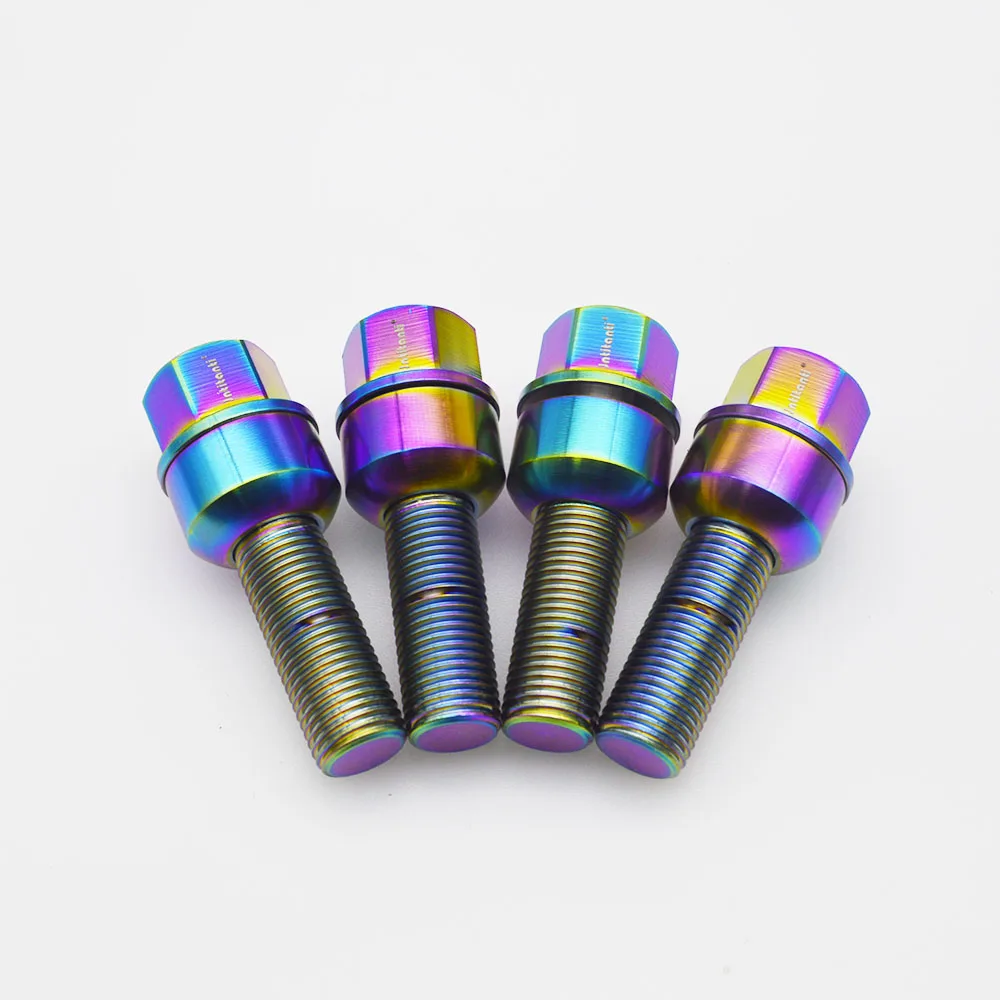 

Jntitanti 20Pcs Gr.5 titanium hub bolt M14*1.5*30/35mm racing ball seat floating washer wheel bolt for Porsche racing