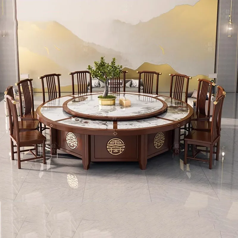 Design Round Dining Table Luxury Unfolding Marble Industrial Dining Table 8 People Living Mesas De Jantar Kitchen Furniture