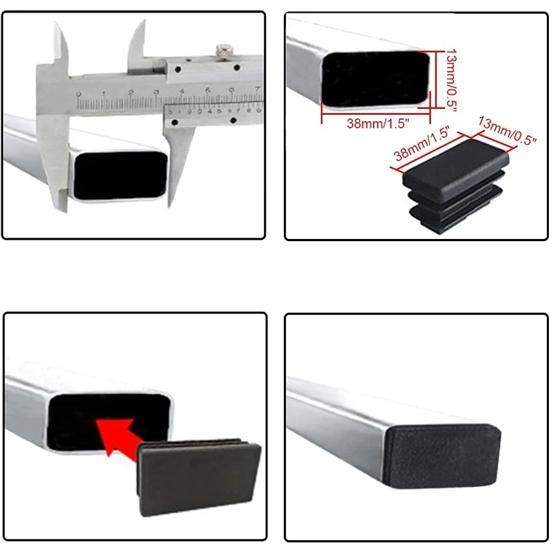 5/10 sztuk plac z tworzywa sztucznego czarny wygaszania zaślepka rury rury wkładka wtyczka Bung 10X20mm ~ 50X100mm