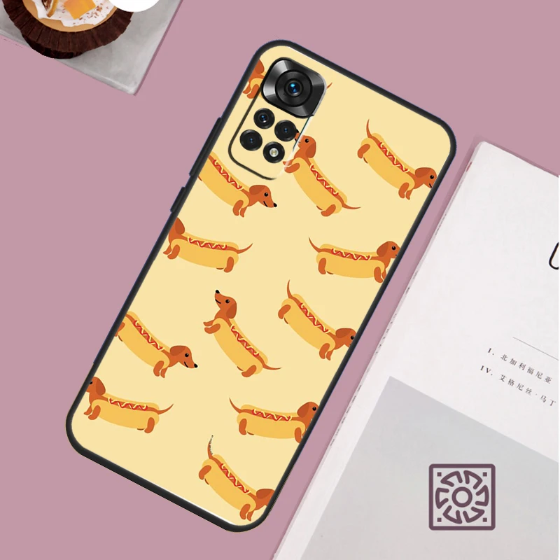 Cartoon Dachshund Sausage Dog Case For Xiaomi Redmi Note 12 11 8 9 10 13 Pro 12S 11S 10S 9S Redmi 13C 9C 10C 12C Cover