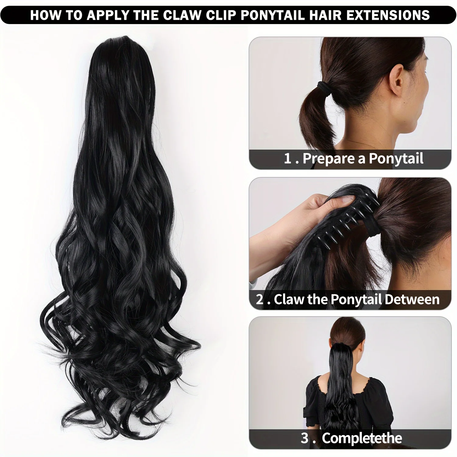 Extension de cheveux en queue de cheval pour femme, postiche synthétique courte bouclée, extensions de fausse queue de cheval ondulées, clip naturel, 22 po