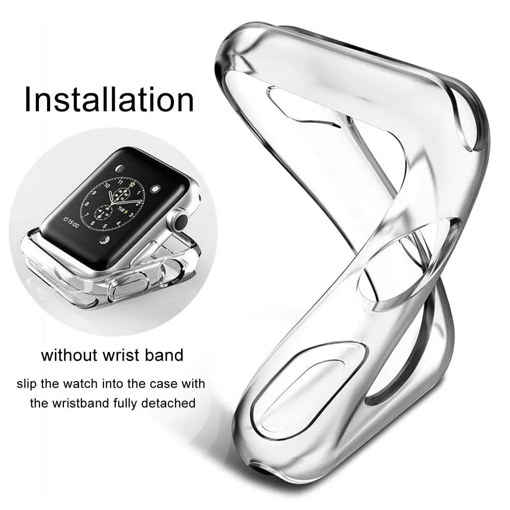Cover For Apple Watch Case 49 44 40 45 41 42 38 mm Screen protector silicone bumper apple watch series ultra 9 8 7 6 5 4 3 2 se