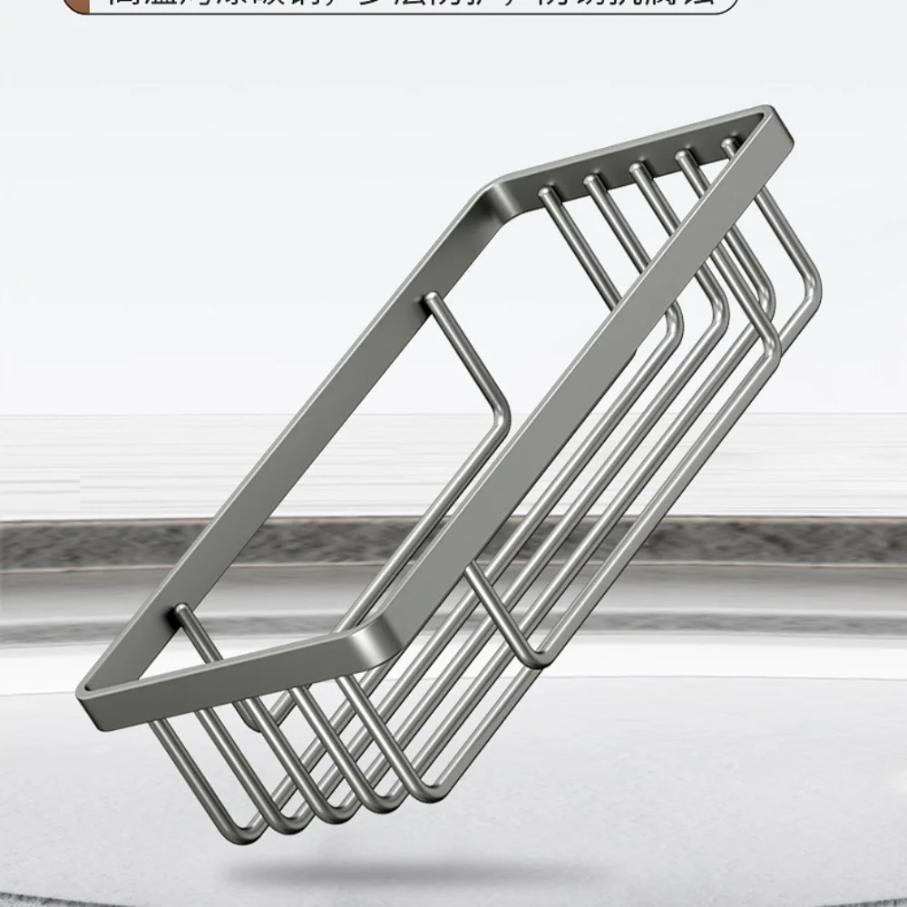 

New Punch-Free Shower Shelf No Drill Aluminum Alloy Toilet Tissue Box Bathroom Accessories Shampoo Rack Home