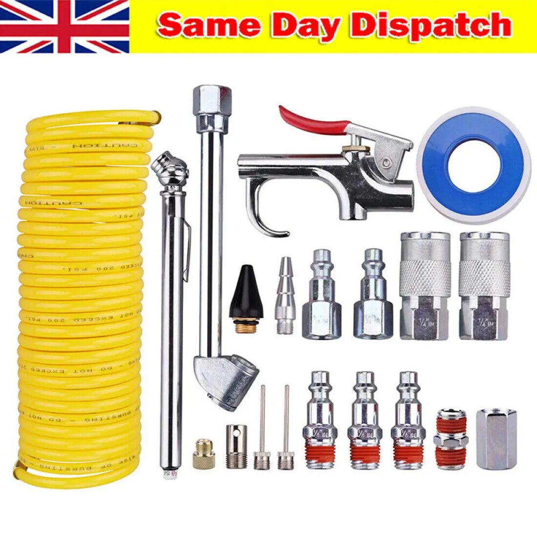 NEW 20 Piece Air Compressor Kit Air Line Accessories Spray Gun Tools Air Hose