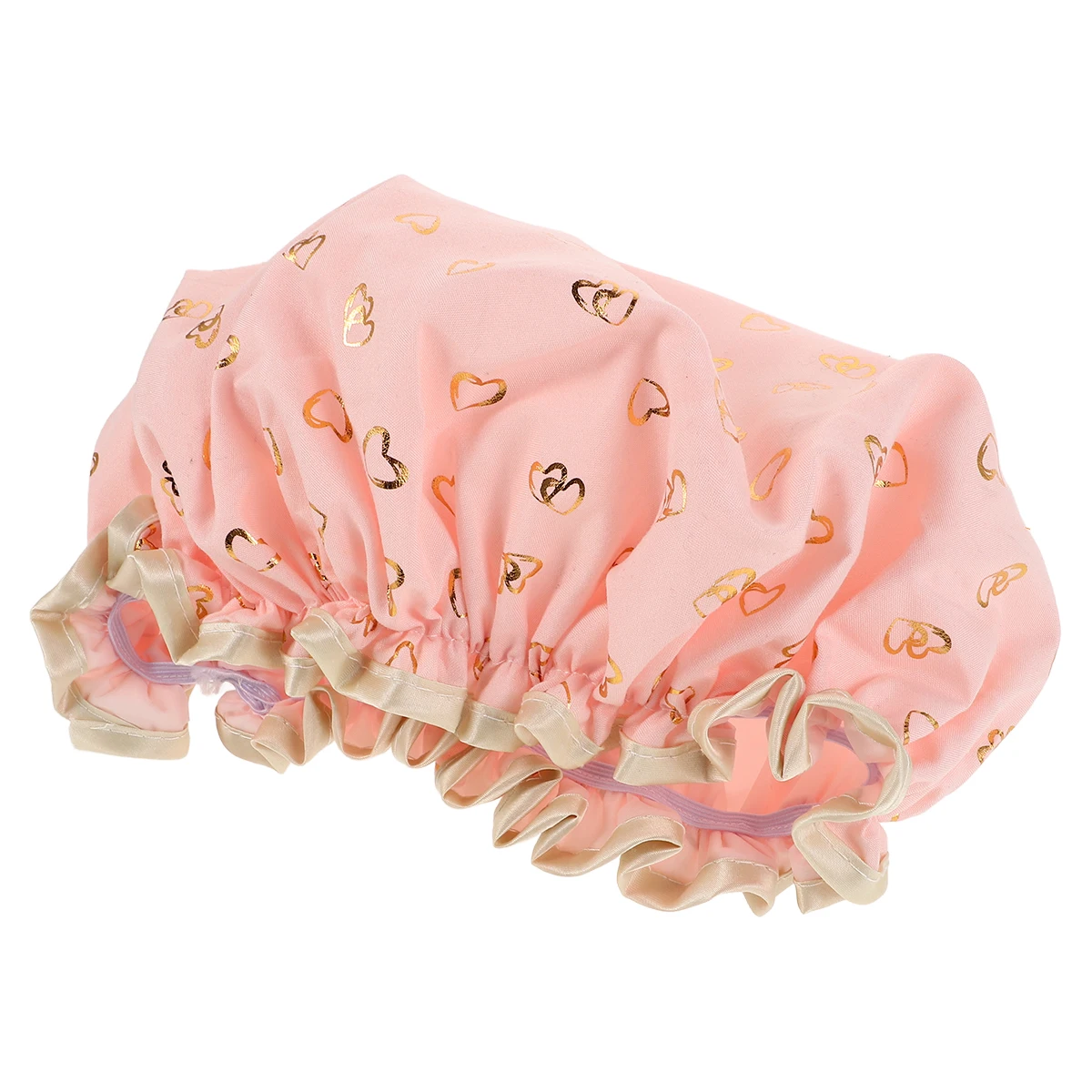 

Waterproof Shower Cap Hair Bonnet Double Layered Faster Drying Soft Polyester Cotton Adjustable Fit Women Pink Satin Bonnet