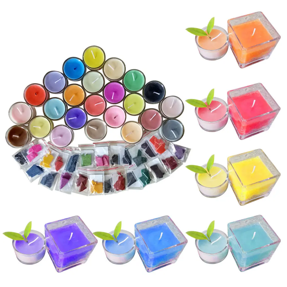 

24 Pack Dye Chips Soy Wax Paraffin Diy Making Vibrant Color 150-170°F Wax Dye Flakes Pigment For Craft Scented