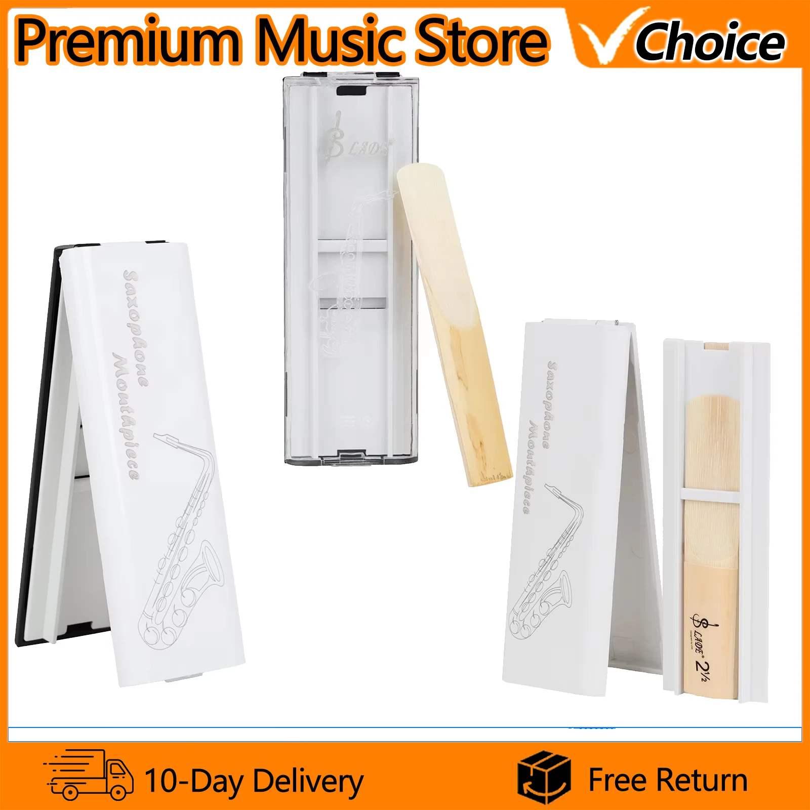 1Pc ABS Saxophone Clarinet Reed Case Double-Sided Reed Storage Box with Separate Slots Fits Alto/Tenor/Soprano Sax/Clarinet Reed