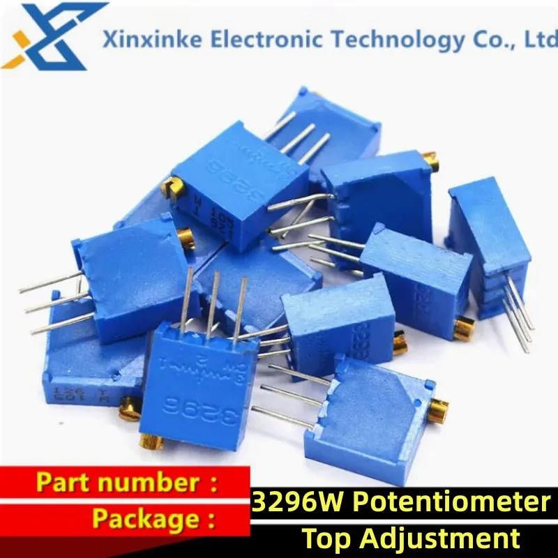 10PCS 3296W 1M 50 100 200 500 ohm 103 100R 3296 1K 2K 5K 10K 20K 50K 100K 200K 500K Trimpot Trimmer Potentiometer Top Adjustment