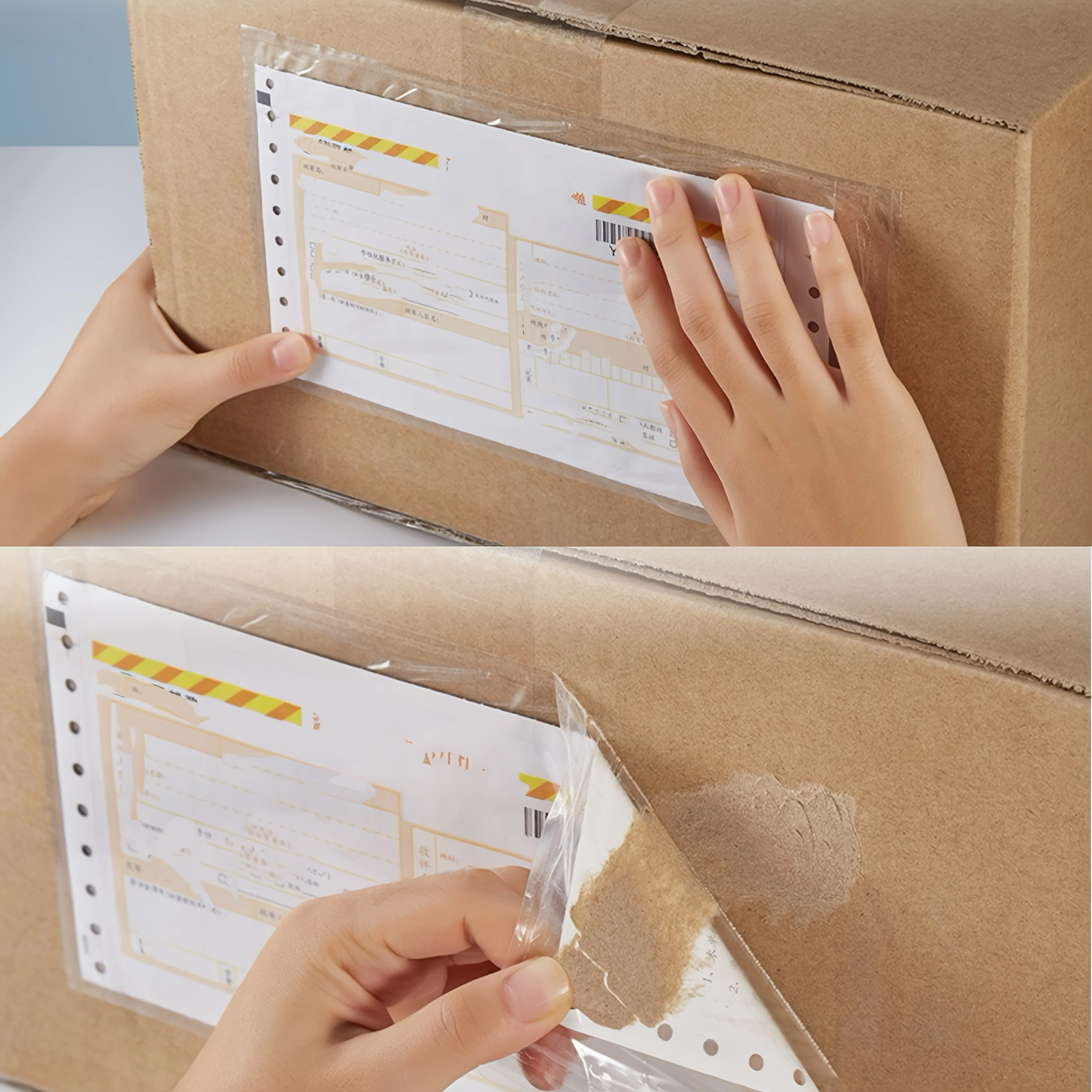 100 Pack Clear Self-Adhesive Packing List Pouches with Top Loading Design Shipping Label Sleeves & Packing Slip Envelopes