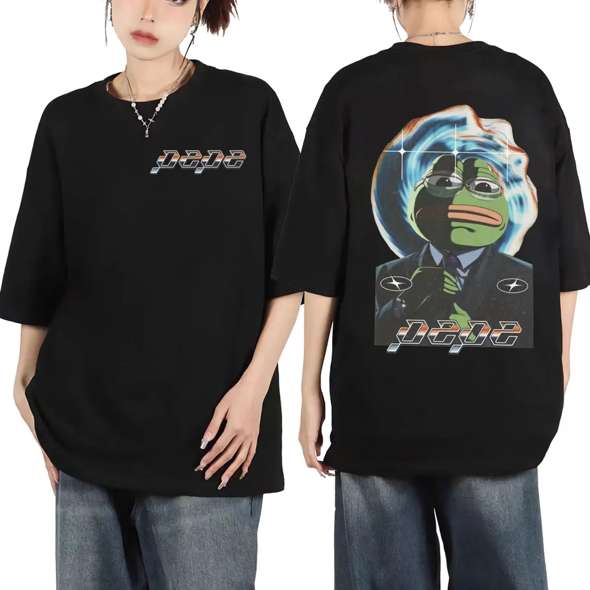 Pepe Meme Coin T-shirt Pepe To The Moon Graphic T Shirts Men's Women's Fashion Vintage Cartoon Short Sleeve T-shirts Streetwear