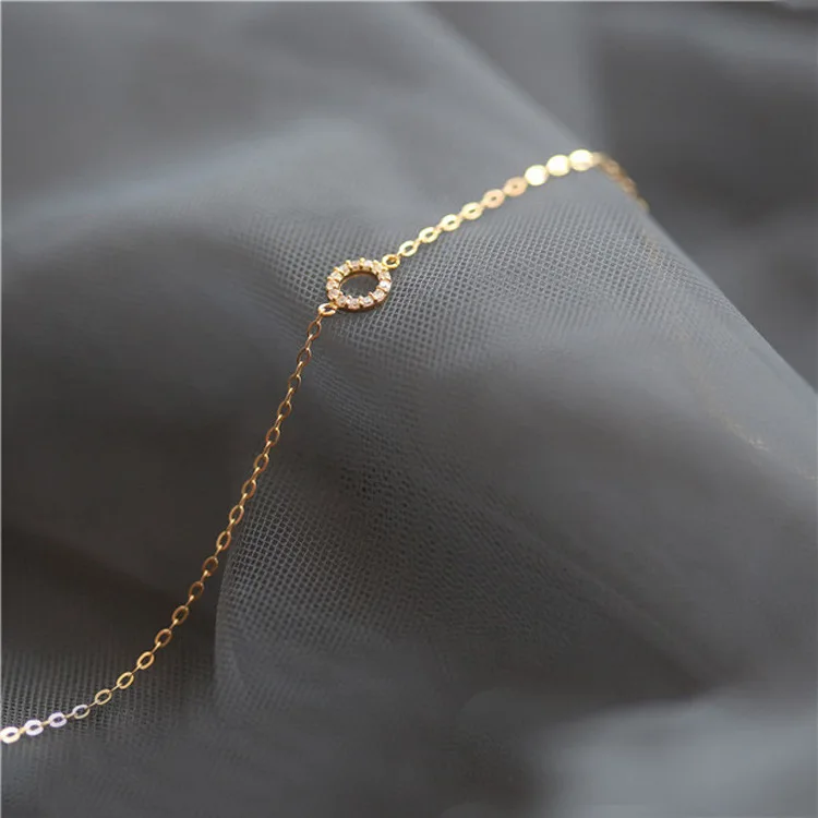 INZATT ريال 925 مجوهرات الفضة القياسية والزركونيوم الجوف جولة 14K الذهب سوار حلية للنساء الزفاف الكلاسيكية الحد الأدنى غرامة مجوهرات