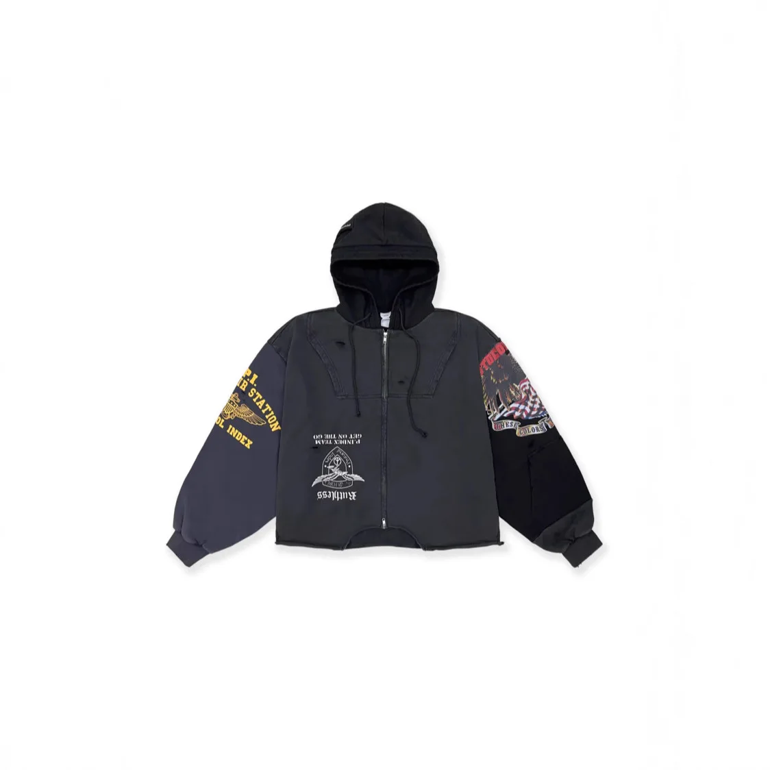 

Protocol index Hawk logo Embroidery Destruction Vintage Hooded jacket